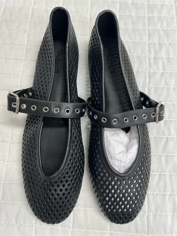 Madewell The Remy Mary Jane Flat in True Black Size 7.5 - Image 9