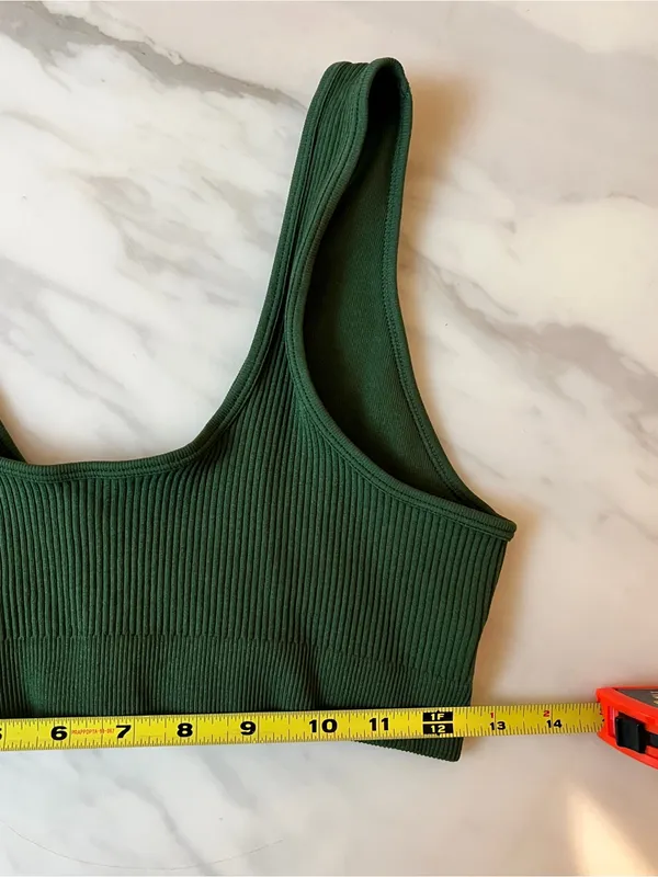 Source Unknown Olive Green Ribbed Seamless Activewear Set Sports Bra Leggings Yoga Gym M - Image 4
