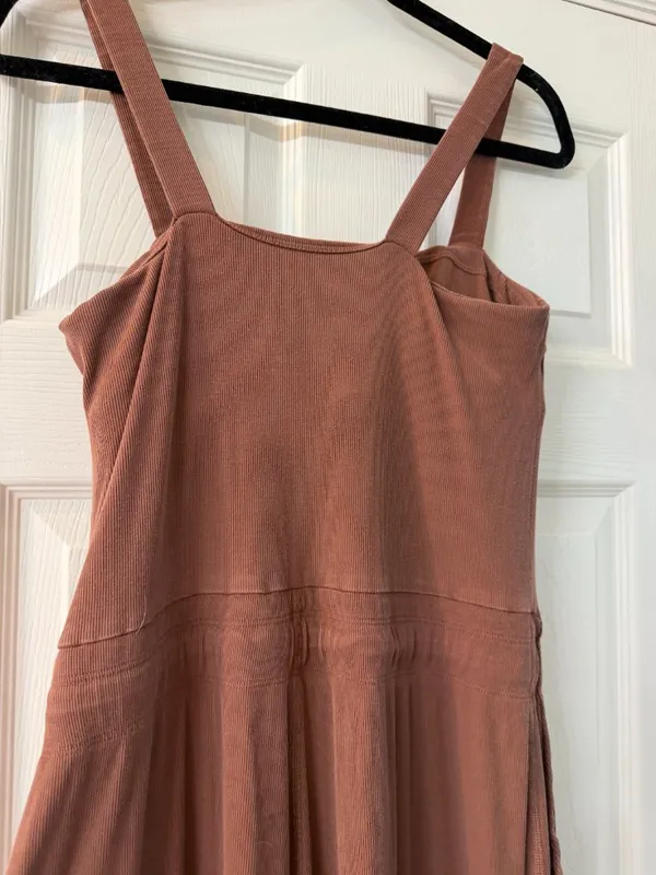VUORI Pose Mudra Jumpsuit Ribbed Drawstring Athleisure Hazelnut Brown Size Large - Image 10
