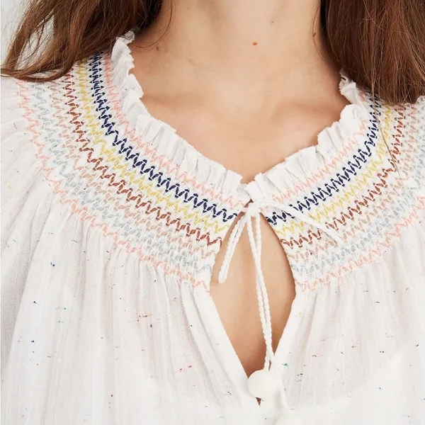 Madewell Rainbow Smocked Pom Trapeze Dress - Image 4