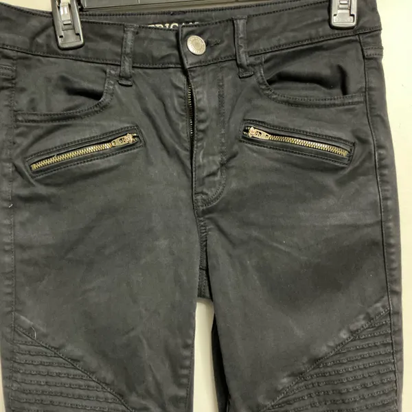 American Eagle Hi-Rise Jegging Size 4 Black Moto Zip - Image 4