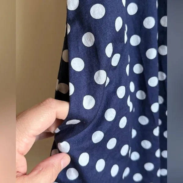 Anthropologie Polka Dot Dress - Vanessa Virginia Navy Blue White Womens sz 10 - Image 7