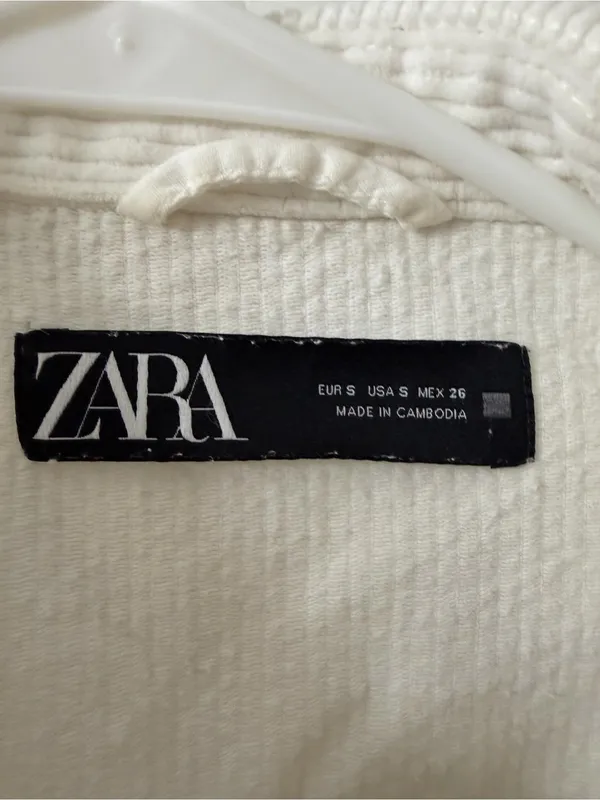 Zara White Corduroy Shacket Jacket - Image 3