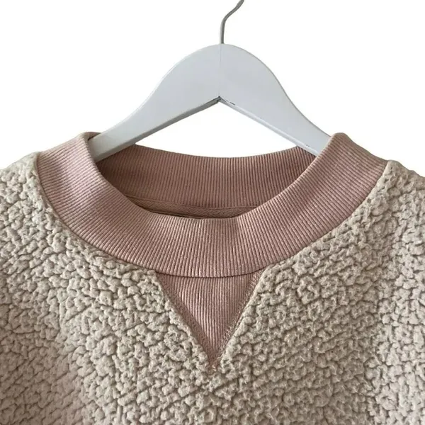 Who What Wear Women’s Sherpa Long Sleeves Sweatshirt Crewneck Brulee SZ XL - Image 2
