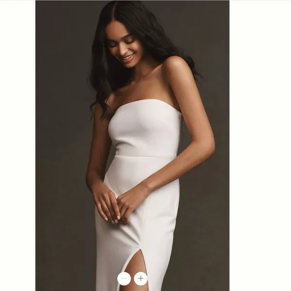 BHLDN White Anthropologie Wedding Line Crepe Strapless Gown Maxi Dress - Image 3