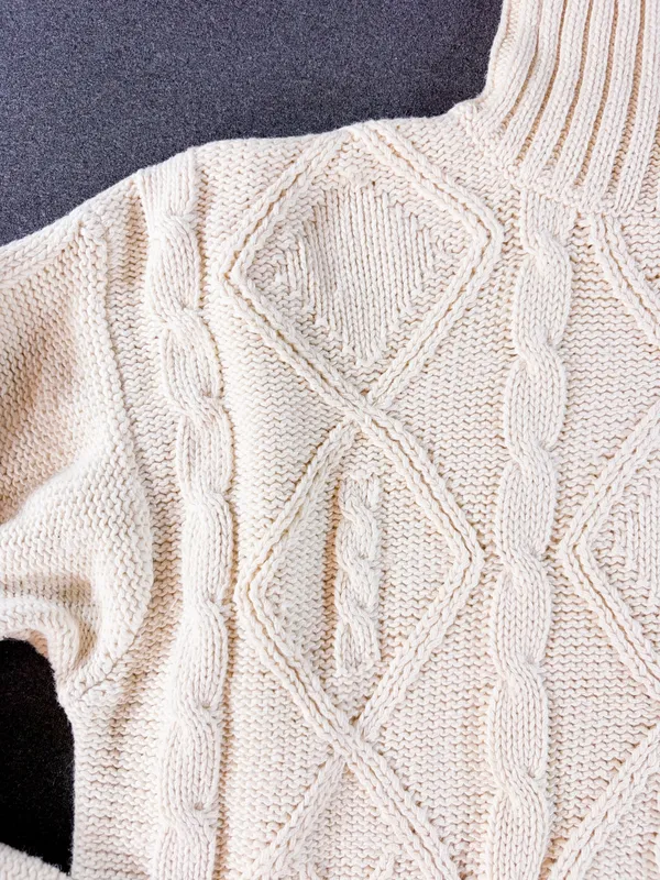 Vintage Princeton Club Womens Size Large Cream Turtleneck Sweater Fisherman - Image 9