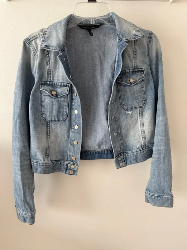 White House Black Market Light Blue Denim Jean Jacket - Image 2