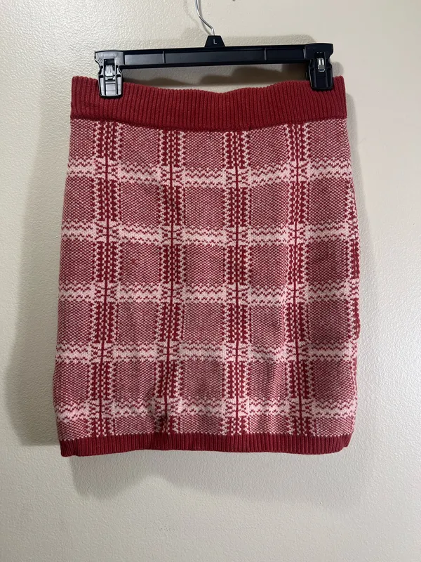 Best Match Rusty Rose Plaid Two-Piece Long Sleeve Sweater Dress - Image 5