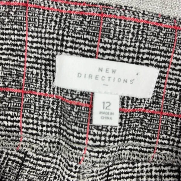 New Directions Pants Womens 12 Black Plaid Ponte Dress Pull On Elastic Stretch - Image 2