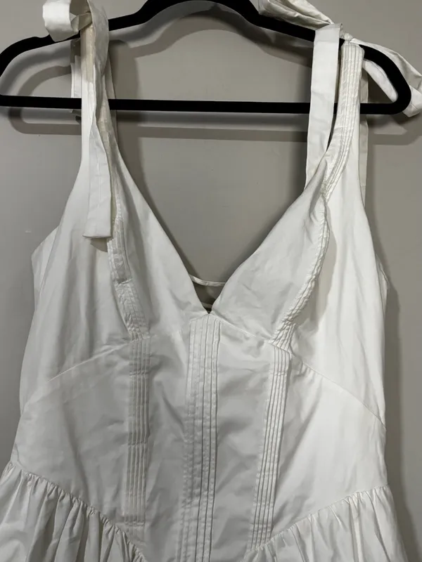 HOUSE OF CB HATTIE White Pin Tuck Cotton Midi Sundress Size XL - Image 5