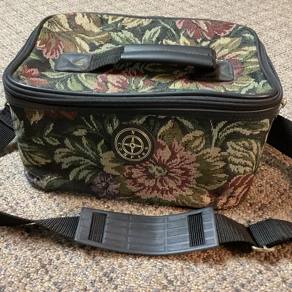 Vintage Compass Black Green Burgundy Floral Tapestry Shoulder Travel Luggage Bag - Image 10