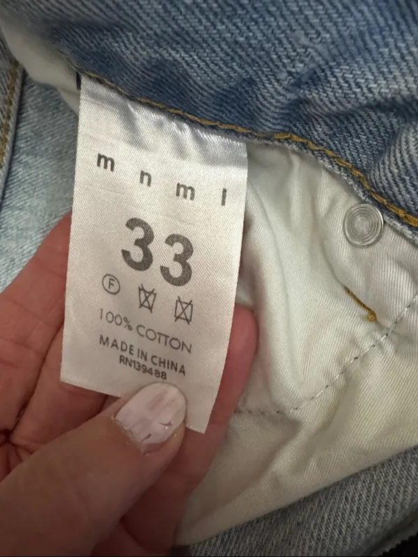 MNML Light Blue Denim Jeans with White Pocket Liner with Star application - Image 4