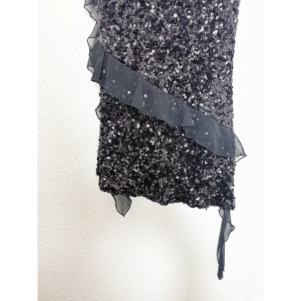 NWT Zara Black Short Sequin Dress With Ruffle Trim Size XS Party Cocktail - Image 10