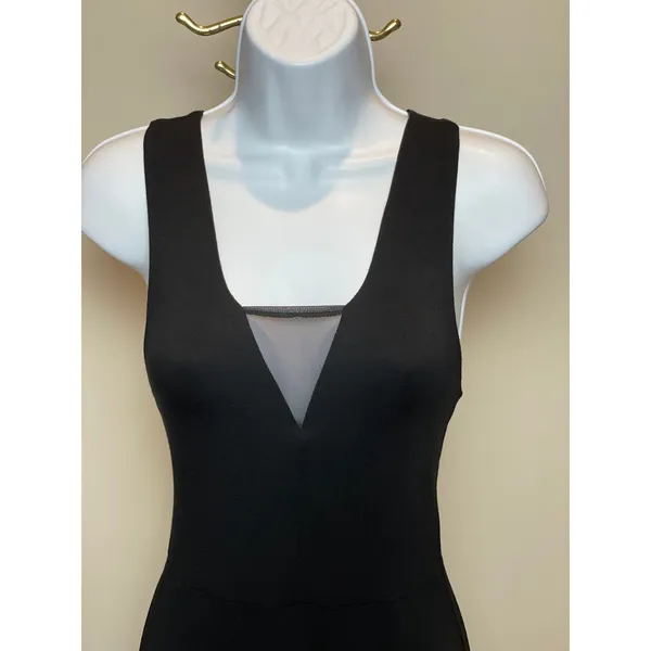 Monteau Maxi Dress Size S Black V Neck Sheer Accent Racerback NWT - Image 3
