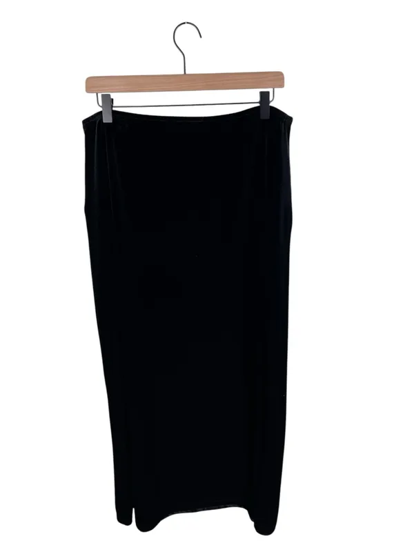 Vintage 90s Y2K Black Velvet Maxi Skirt Size Large Whimsigoth Gothic NY & Co - Image 2