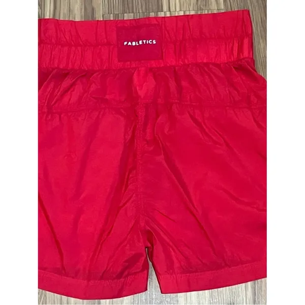 Fabletics UltraHigh-Waisted Piped Nylon Athletic Shorts Size S Red - Image 2