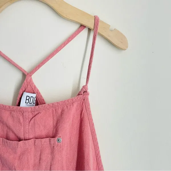 BDG Linen Blend Pink Romper Overalls size L - Image 3