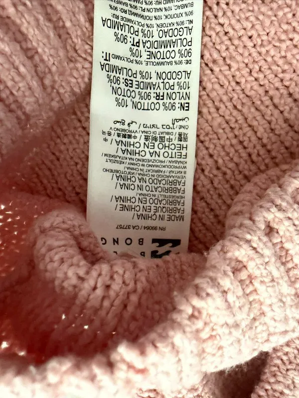 Billabong Shades Cotton Blend Crop Sweater in M (light pink, boxy/cropped fit) - Image 7