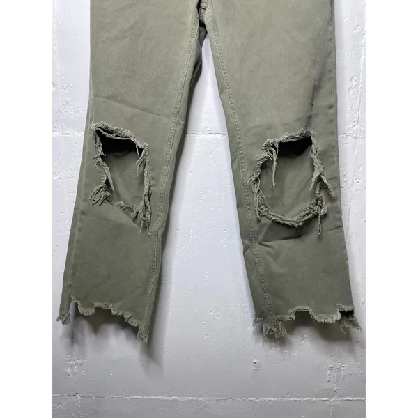 We The Free Maggie Mid Rise Olive Green Denim Jeans Womens Size 26 - Image 4