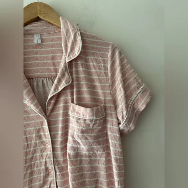 Bare Necessities Pink and White‎ Stripe Cozy Soft Pajama Top - Image 2