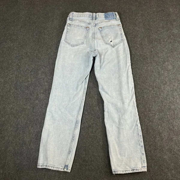 Abercrombie & Fitch Ultra High Rise Ankle Straight Jean Light Wash 27/4 Distress - Image 2
