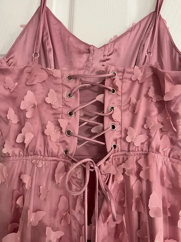Hazel Boutique Pink Long Butterfly Dress Brand New - Image 3