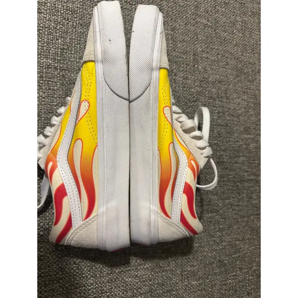 Vans Old Skool Flame Custom Shoes Unisex Cream Yellow Red Fire Size 6.5‎ EUC - Image 6
