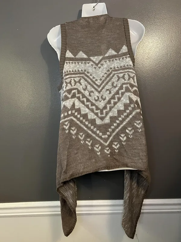 Absolutely Creative Worldwide Vest Womens XL Brown Aztec Open Front Made USA - Image 3