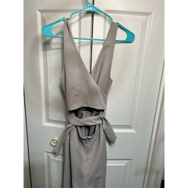 Wilfred Women's Sleeveless Jumpsuit Size 8 Gray V-Neck Waist Tie Casual - Image 7