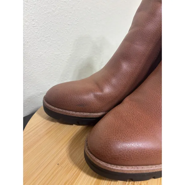 Naturalizer Ankle Boots 8.5M Madalynn Gore Brown Cognac Faux Leather Lug Sole‎ - Image 8