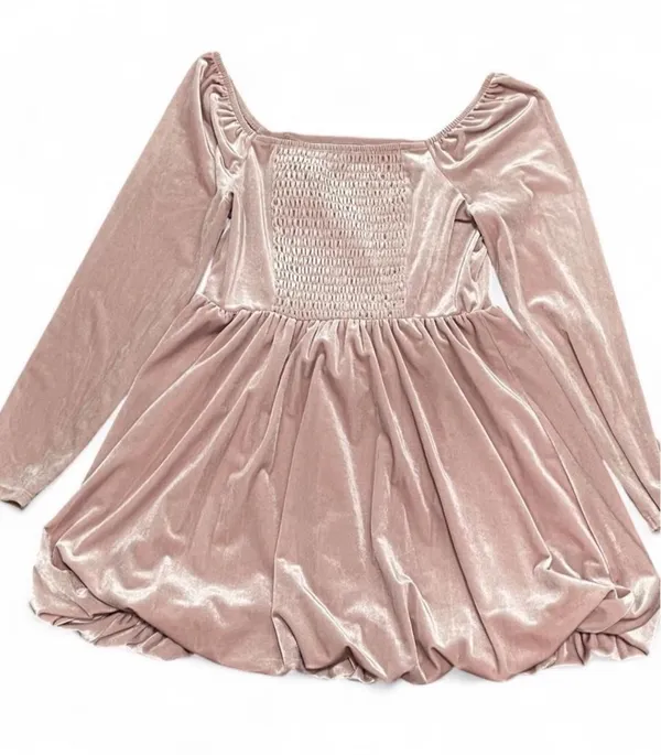 Celebrity Pink Long Sleeve Velvet Mini Dress - Image 2