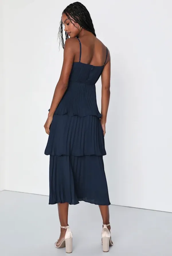 Lulus Cascading Crush Navy Blue Tiered Dress - Image 2
