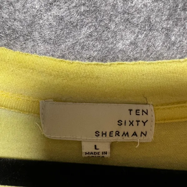 Ten‎ Sixty Sherman Womens Yellow V-Neck Short Sleeve Raw Hem Tee Shirt Large - Image 2