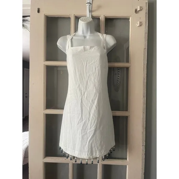 House Of Harlow 1960 Beaded Linen Mini Dress - Image 4