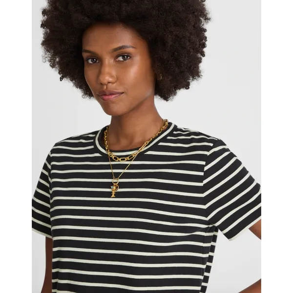 Madewell Mini Tee Dress Dark Navy Crewneck Striped Cotton Relaxed Large NWT - Image 5