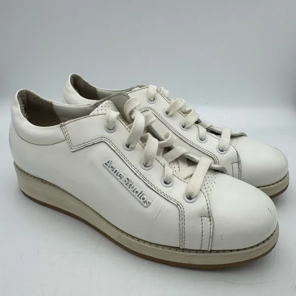 Acne Studios White Leather Platform Sneakers Women EU 37 US 7 Designer Shoes - Image 2