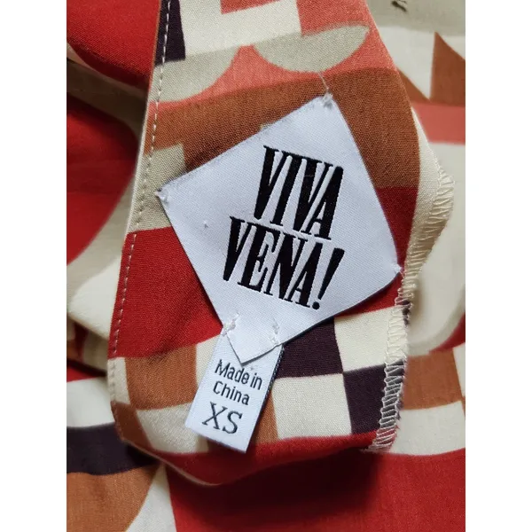 Viva Vena! Dress Women Size XS Geometric Halter Short Sleeve Open Back Collared - Image 4