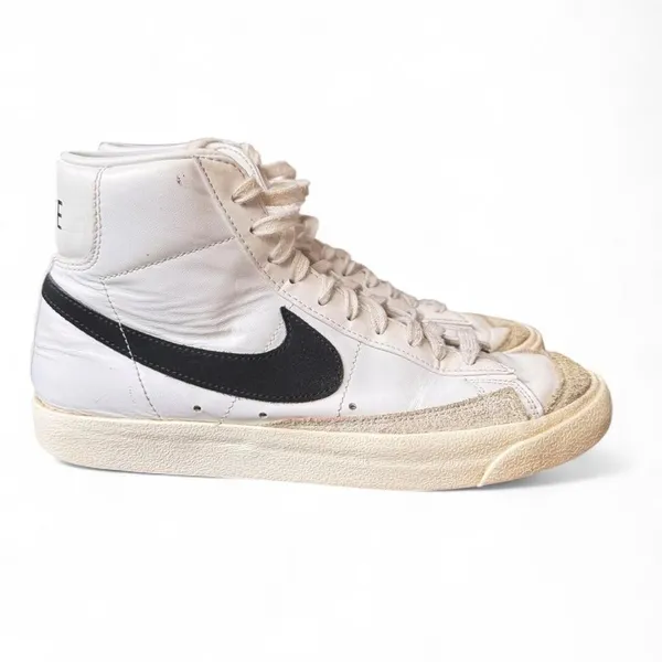 Nike Blazer Mid ‘77 Vintage White Black Leather High Top Sneakers Sz9 CZ1055-100 - Image 2