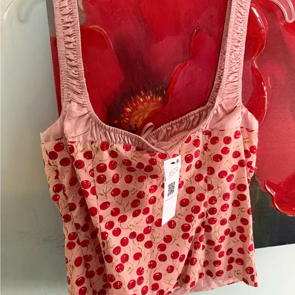 ASTR The Label Cherry Pink Milkmaid Cropped Cami Valentines Bustier Top S NWT - Image 4