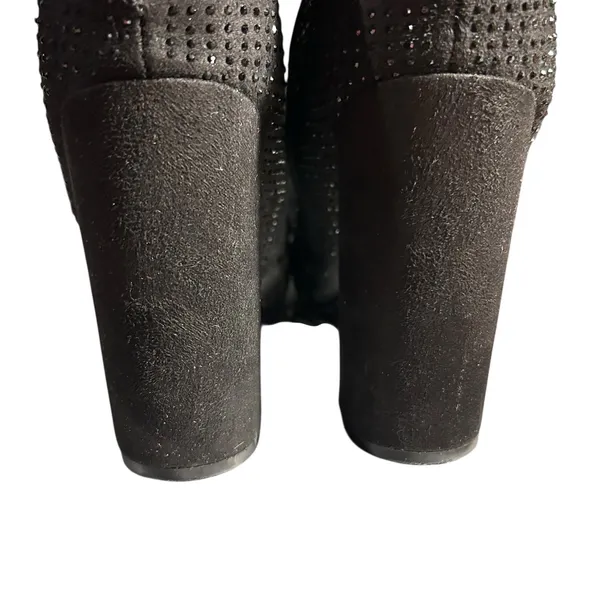 Boots Ankle Black SZ 9 Sparkle Slouch Block Heel Zip Side Forever Booties Goth - Image 3