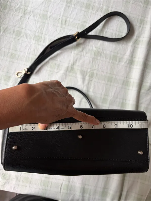 Furla Black Leather Top-Handle Satchel with Gold Hardware - Image 10