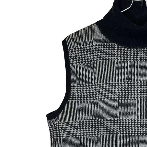 Pendleton Women's Sweater Vest Merino Wool Turtleneck‎ Houndstooth Plaid Medium - Image 3