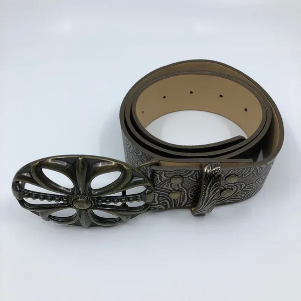 Women’s Brown Faux Leather Belt w/ Antique Gold Buckle, 28-36.5 Inches, X7G9A747 - Image 8