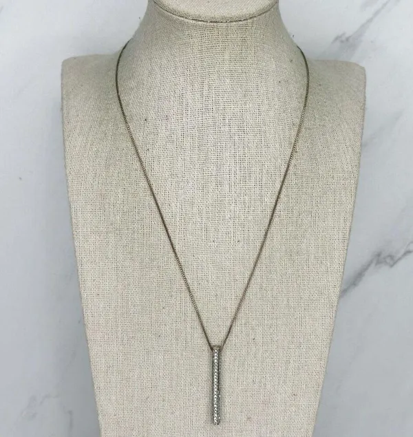 Chico's Gold and Silver Tone Box Chain Rhinestone Pendant Necklace - Image 5