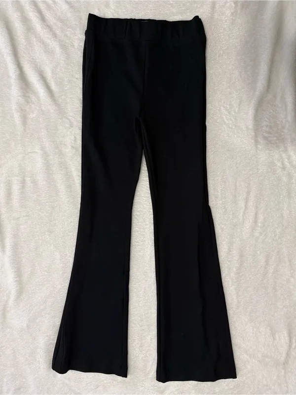 Anthropologie Maeve Black Ponte Flare Pants Retro 70s Elastic Waist Size Small - Image 6