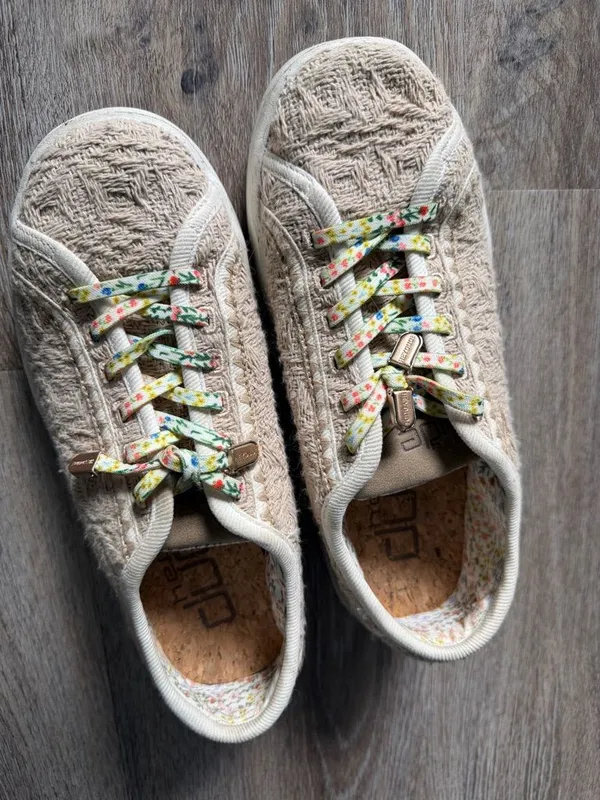 Hey Dude Karina Nut Crochet Sneakers w/ Floral Laces Women’s Size 5 - Image 2