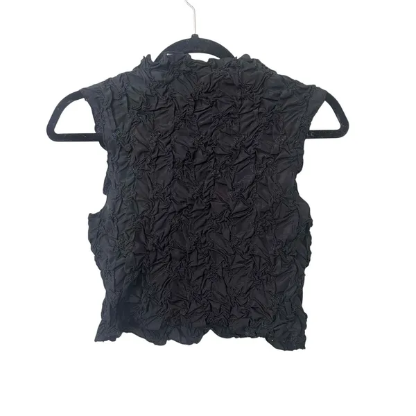ZARA‎ Ruched High Neck Crop Top Black Small - Image 3