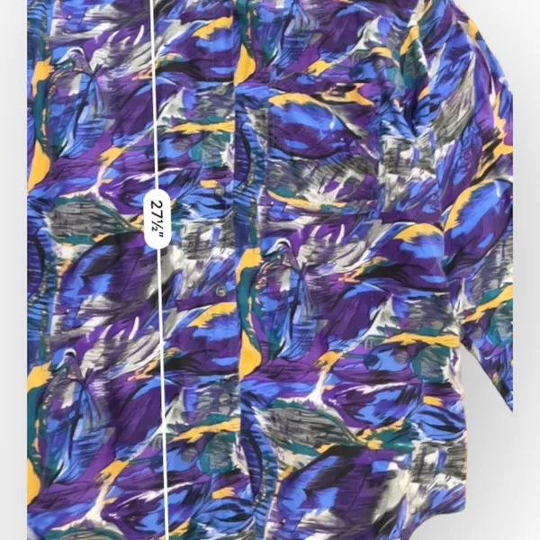 Kikomo Vintage Silk Hawaiian Tropical Print Button up Blouse‎ Size S - Image 7