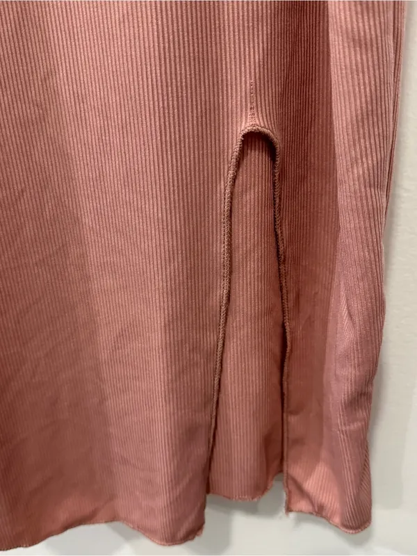 Unbranded Pink Ribbed Tight Midi Dress Size M - Image 3