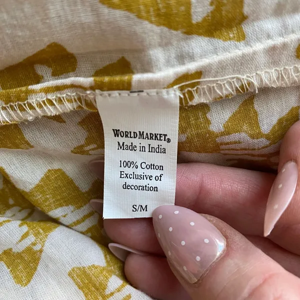 World Market Cotton Boho Beachy Relaxed Sharkbite Hem Midi Dress S/M Yellow - Image 8